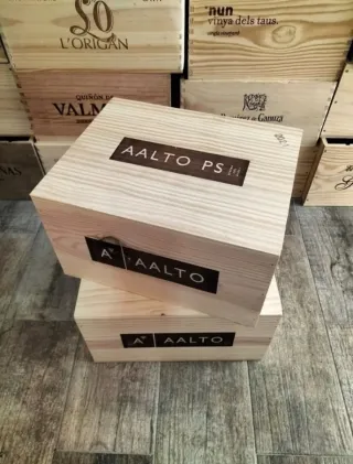 2 Cajas de madera con tapa corredera almacenaje.