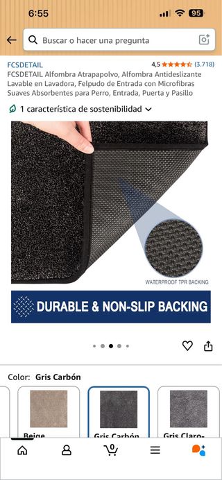 Alfombra Antideslizante Gris Carbón