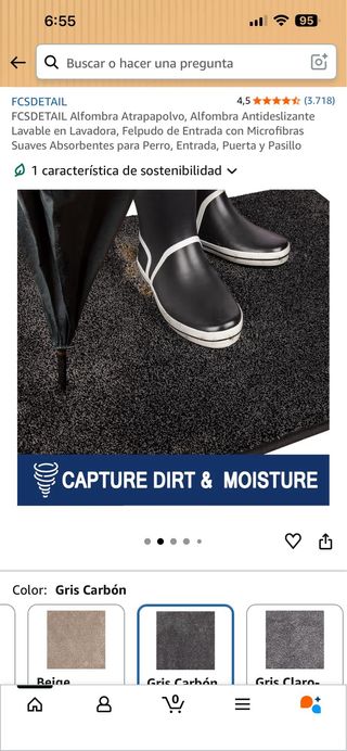 Alfombra Antideslizante Gris Carbón