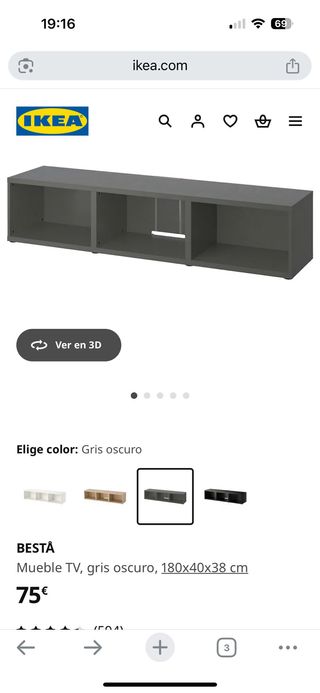 BESTÅ Mueble TV marrón oscuro 180x40x38 cm