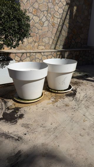 Macetas grandes blancas plastico