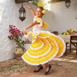 Vestido Flamenca Amarillo Sevillana niña 1-12 años