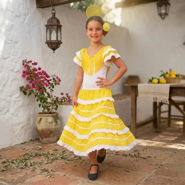 Vestido Flamenca Amarillo Sevillana niña 1-12 años