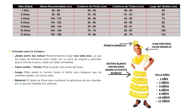 Vestido Flamenca Amarillo Sevillana niña 1-12 años