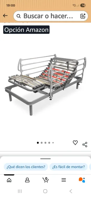 Cama articulada con barandillas 90 x 190 cm.