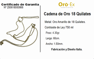 CADENA DE ORO DE 18 QUILATES - 18 KILATES