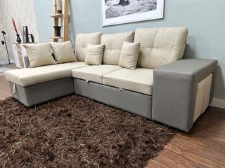 Sofá Cama Chaise Longue + Puff y arcon NUEVO