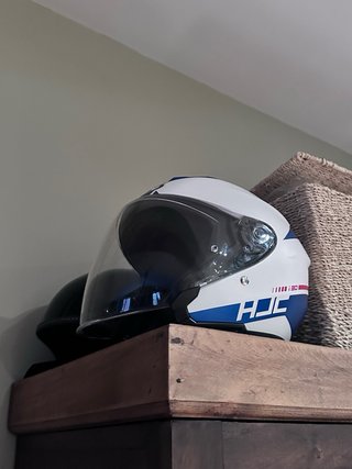 Casco Moto Jet HJC Blanco/Azul