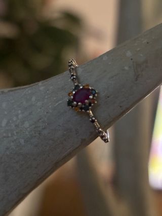 Anillo Plata Vintage Piedras Colores