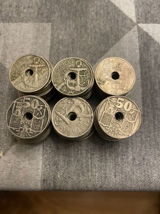 Lote 64 monedas 50 centimos 1949