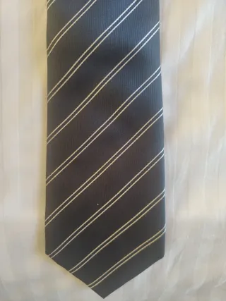 Corbata de seda azul oscuro con rayas Du Jin Sheng