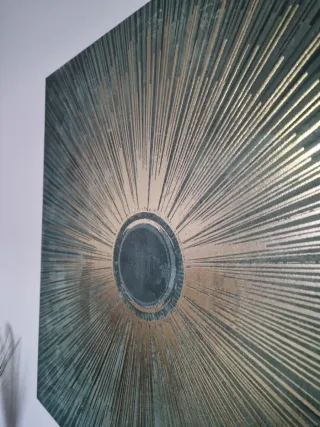 Cuadro Sol Rayos Dorado y Verde 70x70