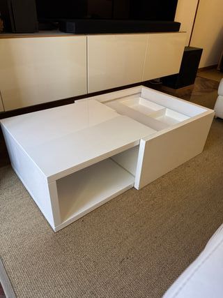 Mesa de centro blanca con 2 posiciones