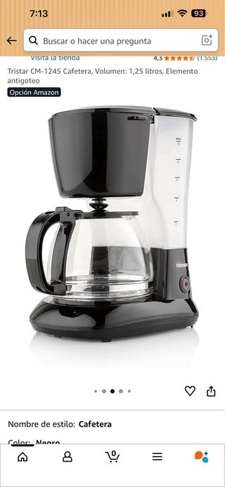 Cafetera Tristar CM-1245 1,25L Negra