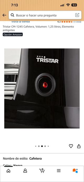 Cafetera Tristar CM-1245 1,25L Negra