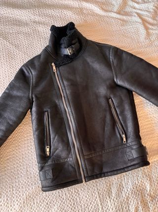 Chaqueta Biker Zara Negra Forrada