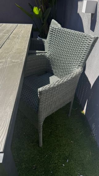 Mesa y 4 Sillas Jardín Ratán Gris