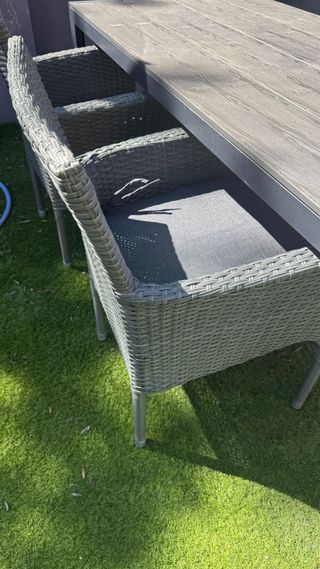 Mesa y 4 Sillas Jardín Ratán Gris