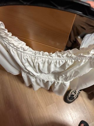 Vestido blanco escote elástico manga larga