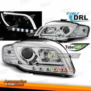 FAROS TUBO LUZ DRL CROMADO se adapta a AUDI A4 B7