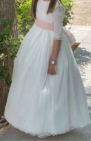 Traje de Comunión Blanco y Rosa