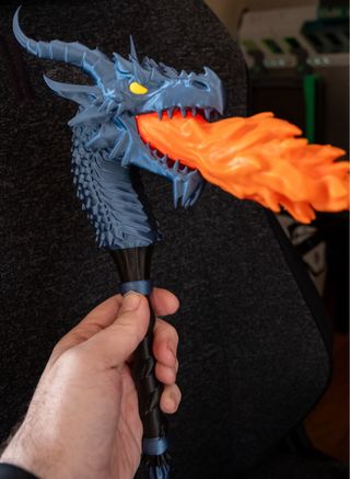 Vara dragón fuego LED con mando | fantasía cosplay