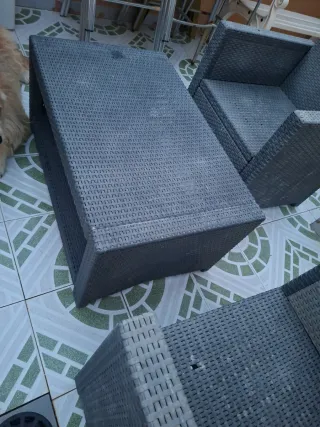 Mesa y Sillas Ratan Exterior Gris