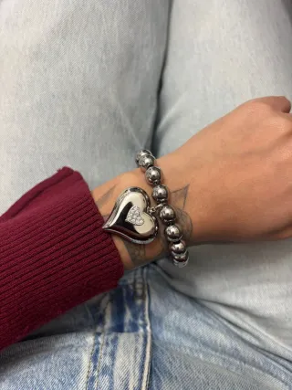 Bracciale donna acciaio con cuore