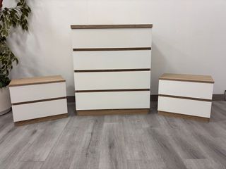 Cómoda 4 cajones + 2 mesitas noche