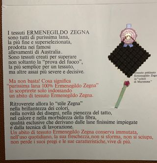 1963 Rara pubblicità d'epoca di Ermenegildo Zegna