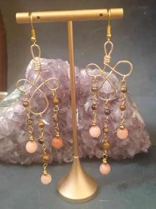 Orecchini agata rosa antico e occhio di tigre