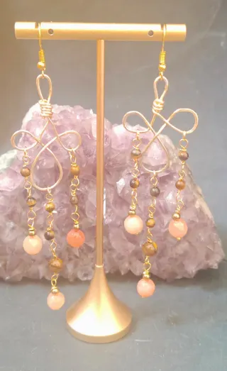 Orecchini agata rosa antico e occhio di tigre