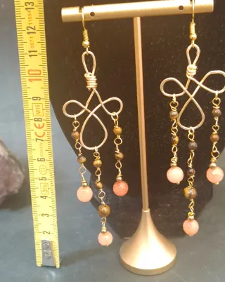 Orecchini agata rosa antico e occhio di tigre