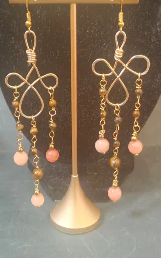 Orecchini agata rosa antico e occhio di tigre