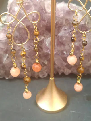 Orecchini agata rosa antico e occhio di tigre