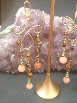 Orecchini agata rosa antico e occhio di tigre