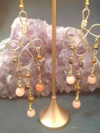 Orecchini agata rosa antico e occhio di tigre