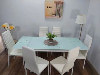 Mesa Cristal Extensible con 6 Sillas Nueva Oferta