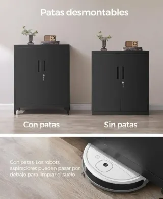 SONGMICS Archivador de Oficina Armario Negro Metal