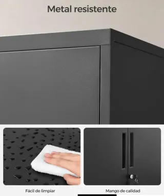 SONGMICS Archivador de Oficina Armario Negro Metal