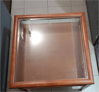 Mesa auxiliar madera y cristal