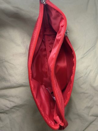 Neceser Clarins de lona roja, nuevo sin usar