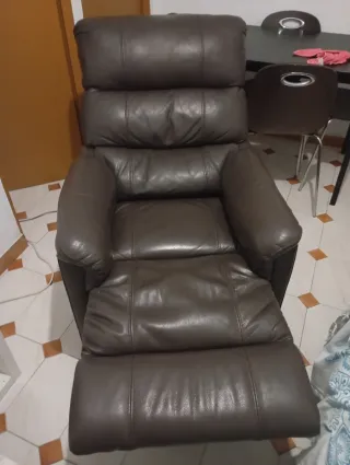 Sillón relax eléctrico piel marrón
