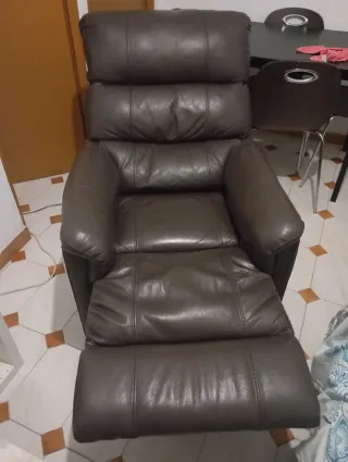 Sillón relax eléctrico piel marrón