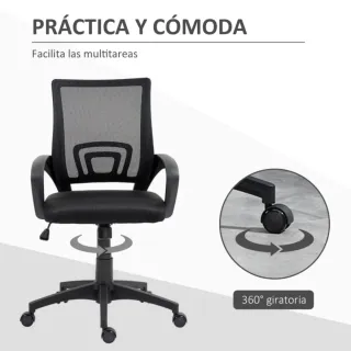 Silla de Oficina Giratoria Malla Negra
