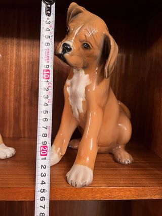 Pareja Perros Cerámica Marrón y Blanco