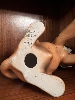 Pareja Perros Cerámica Marrón y Blanco