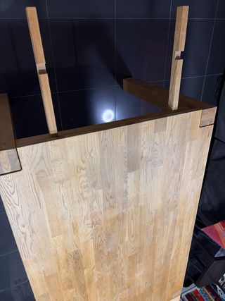 Mesa de comedor de madera con dos extensiones