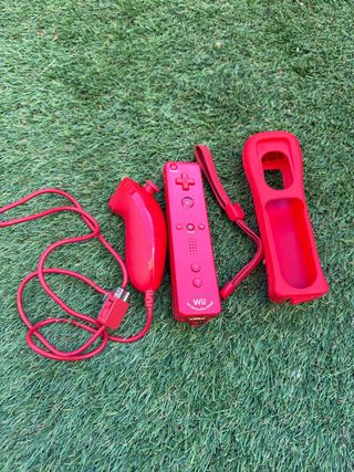 Mando Wii Motion Plus + Nunchuk Rojo