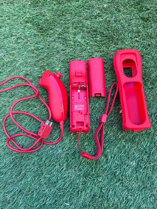 Mando Wii Motion Plus + Nunchuk Rojo